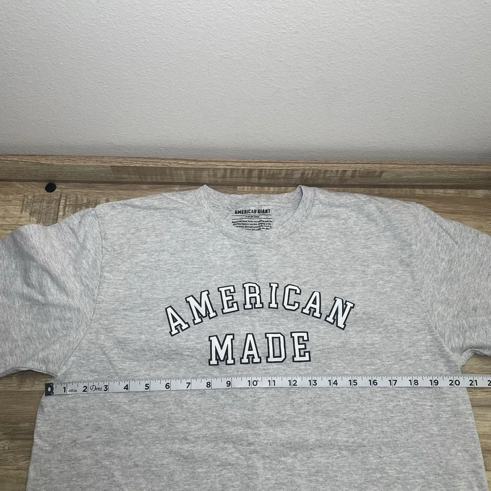 American Giant Mens Flag Collection American Made T-Shirt Heather Gray Large
